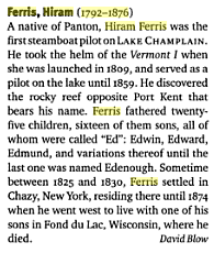 Hiram Ferris entry in Vermont Encyclopedia