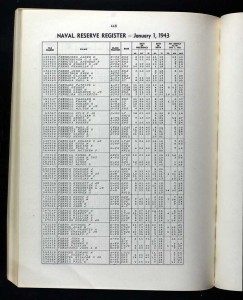 Navy Reserve Register for 1943 showing Charlton Cheney Ferris.